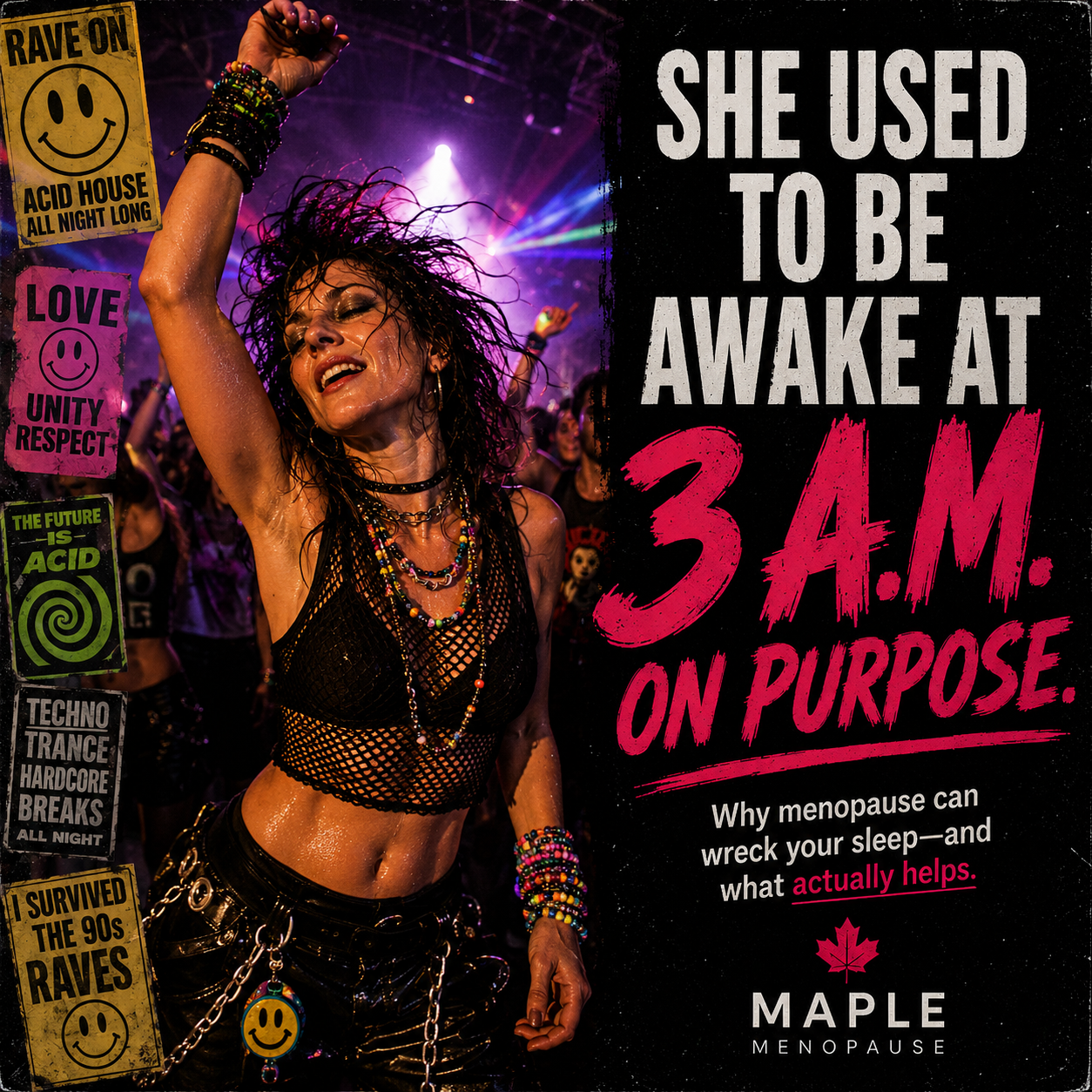 Maple Menopause rave graphic about waking at 3 a.m. and menopause sleep